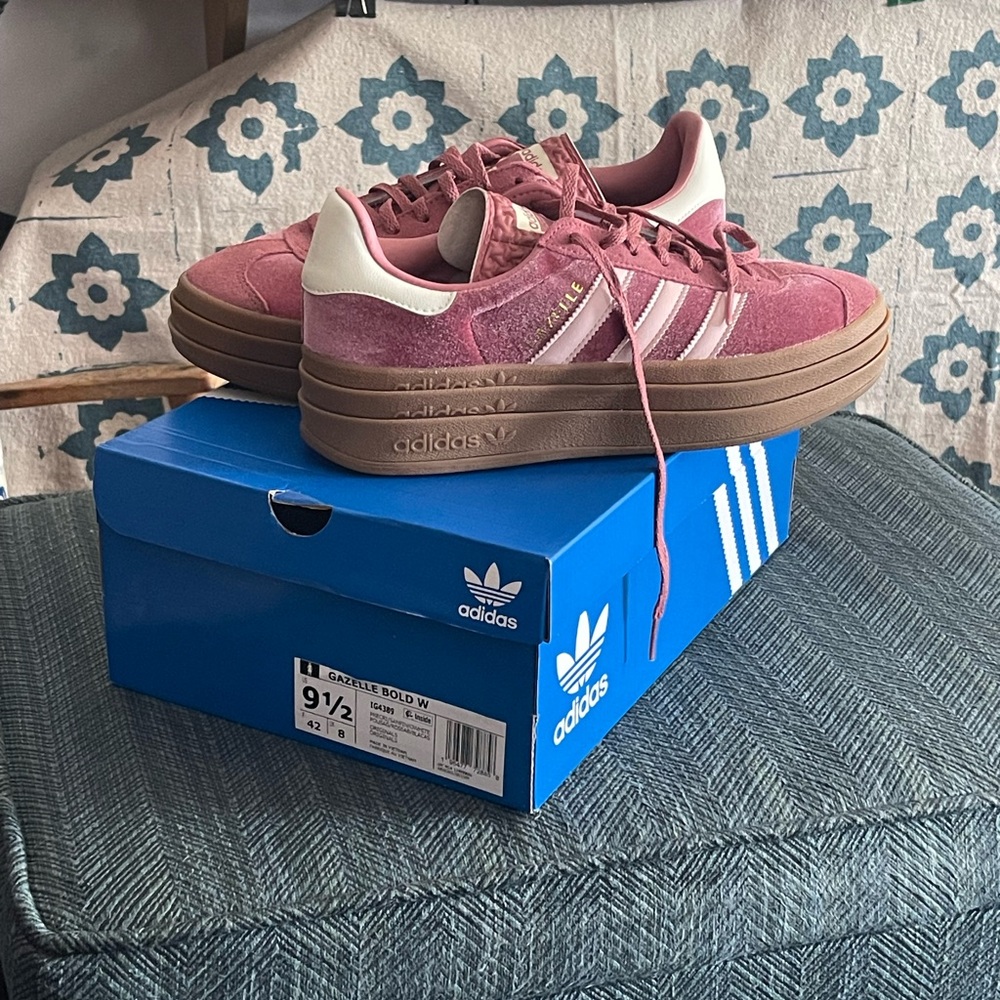 Adidas Gazelle Bold Sneakers in Maroon and Cream